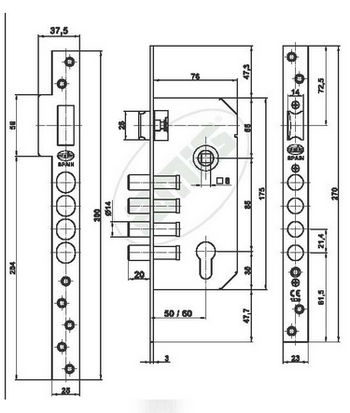 Medidas cerradura 6365 50mm