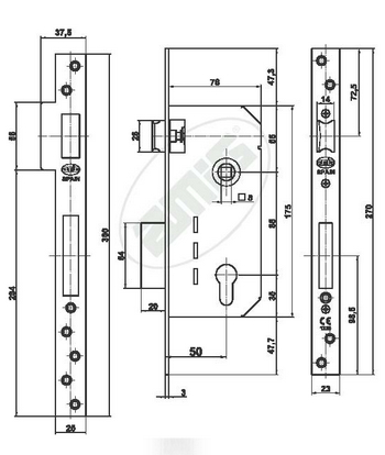 Medidas cerradura 6371-50