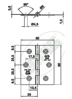 Medidas bisagra inox 60x50