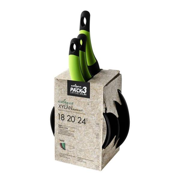 JUEGO 3 SARTENES ECO XYLAN 18-20-24