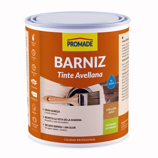 BARNIZ TINTE AL AGUA AVELLANA DE 750 SATINADO