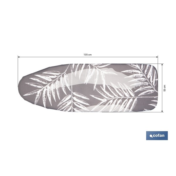 FUNDA TABLA PLANCHAR 135X53 ACOLCHADA RAMAS GRIS COFAN