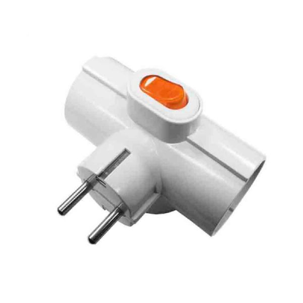 ADAPTADOR TRIPLE CHUCO 16A. CON INTERRUPTOR