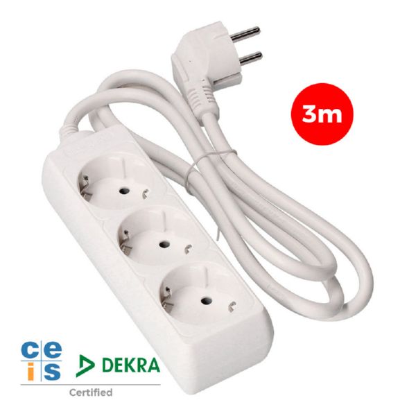 BASE 3 TOMAS CON CABLE 3X1.5 3m. CON INTERRUPTOR