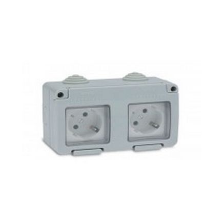 BASE ENCHUFE DOBLE TT LATERAL SUPERFICIE ESTANCO 16A IP55