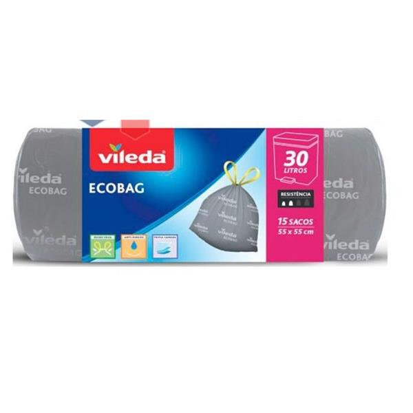 BOLSA BASURA AUTOCIERRE VILEDA ECOBAG 55X55 30L.