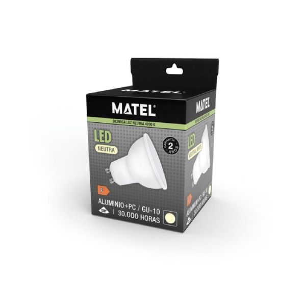 BOMBILLA DICROICA LED GU10 5W 480 LM 4200K LUZ NEUTRA MATEL