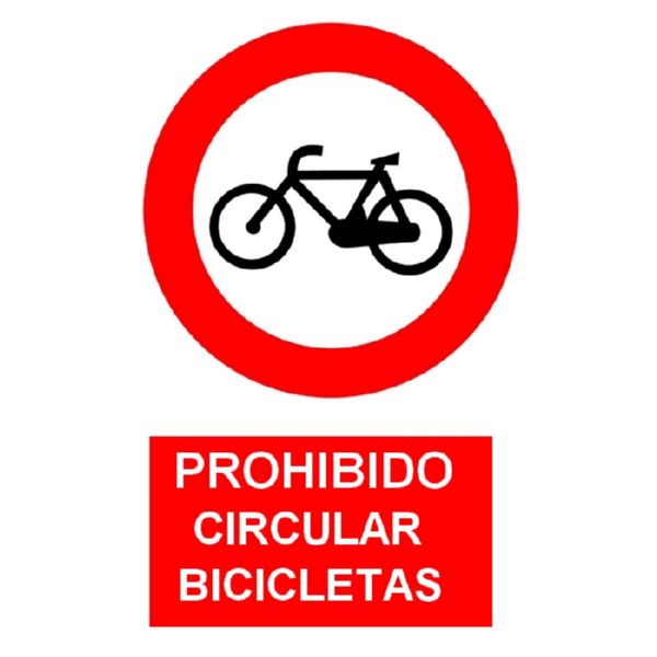 CARTEL "PROHIBIDO CIRCULAR EN BICICLETAS" 420X297 COFAN