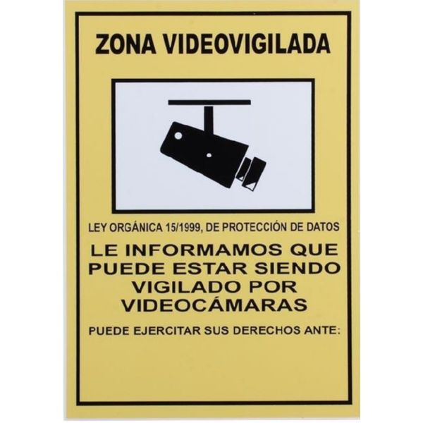 CARTEL ZONA VIDEOVIGILANCIA ADHESIVO 210X148 ADHESIVO COFAN