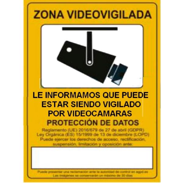 CARTEL ZONA VIDEOVIJILANCIA 297X210 ADHESIVO COFAN