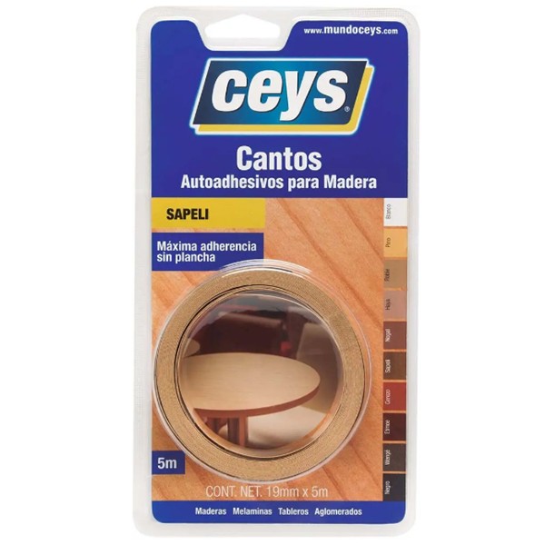 CANTO MELAMINA AUTOADHESIVO 19mm x 5m SAPELI
