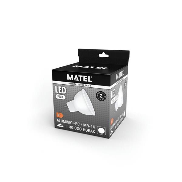 BOMBILLA DICROICA LED MR16 5W 500 LM 6400K LUZ FRIA MATEL