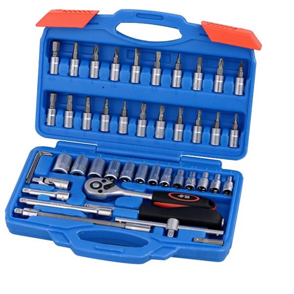 ESTUCHE LLAVE VASO 1/4 + 46 ACCESORIOS 