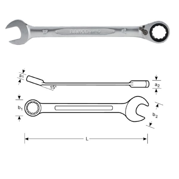 LLAVE COMBINADA CARRACA 12mm BAHCO