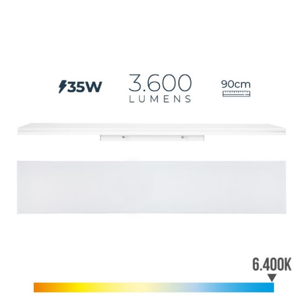 REGLETA ELECTRONICA LED 35W 90cm 6400K LUZ FRIA 3600 LUMENS