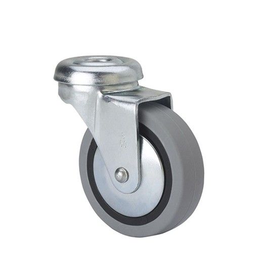 RUEDA DE 100 GIRATORIA CON PLETINA de 100 GOMA GRIS