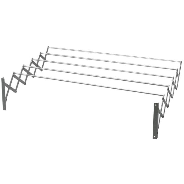 Tendedero barras extensible para pared de aluminio de 140x23x75 cm