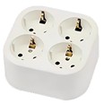 BASE 4 TOMAS CUADRADA 16A. TT S/CABLE BLANCO