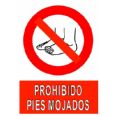CARTEL PROHIBIDO PIES MOJADOS 210X300 NORMALUZ